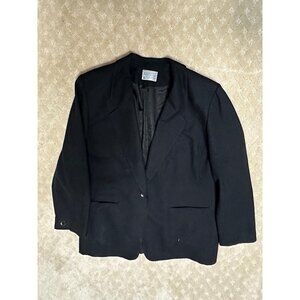 Vintage Pendleton Blazer Women's 14 Black 100% Virgin Wool 3-Button USA